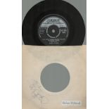 Brian Hyland signed record sleeve dedicated includes London American Recordings 45rpm Itsy Bitsy