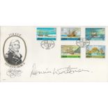 Dennis Waterman signed Jersey Adventures II FDC. 2 POSTMARKS 9. 7. 87 and 5 stamps. Waterman was