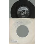 Bobby Vee signed record sleeve includes London American Recordings 45rpm vinyl Rubber Ball. Good