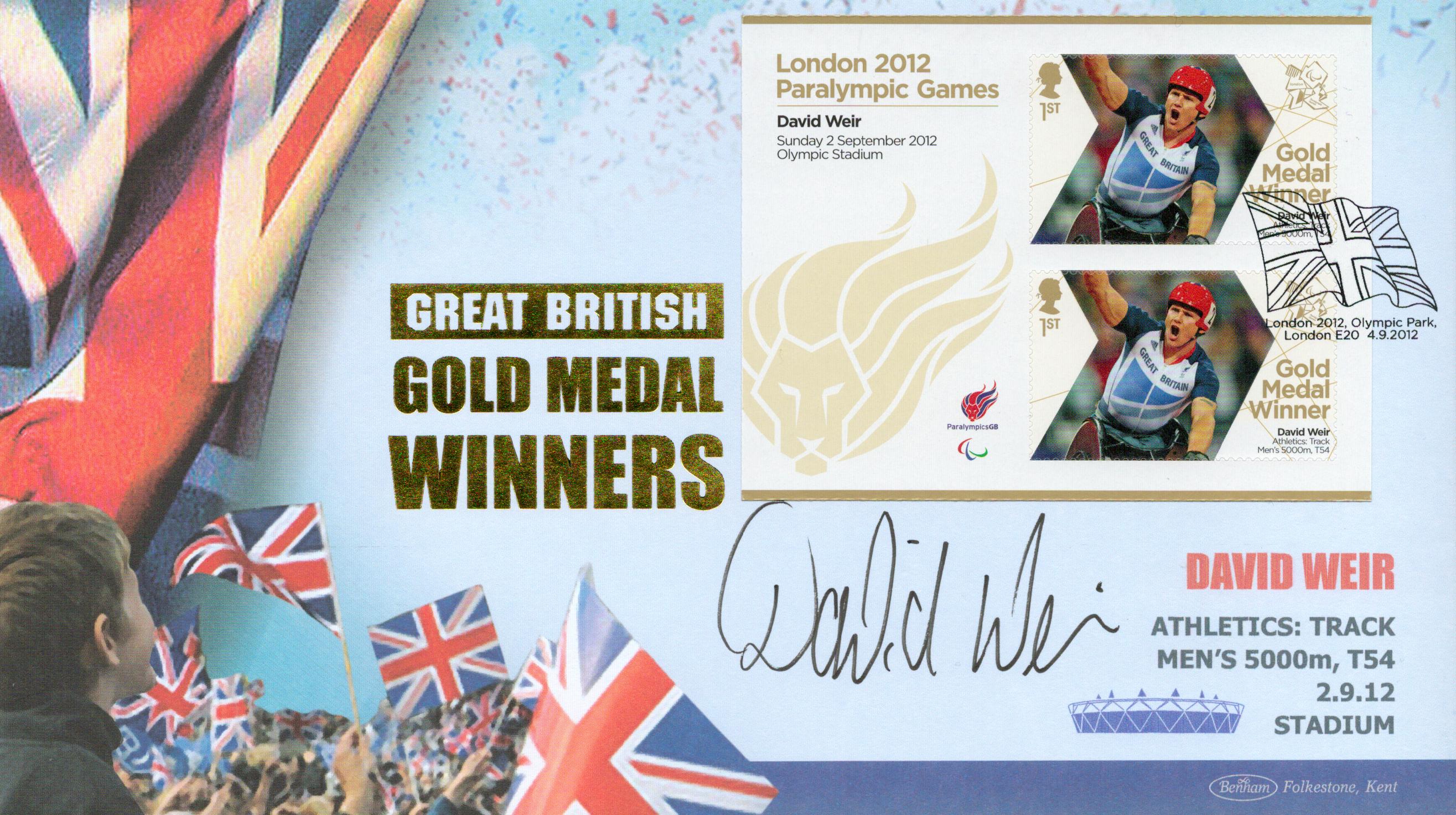 Paralympics David Weir signed London 2012 Paralympic Games Athletics Track Mens 5000m T54 gold medal