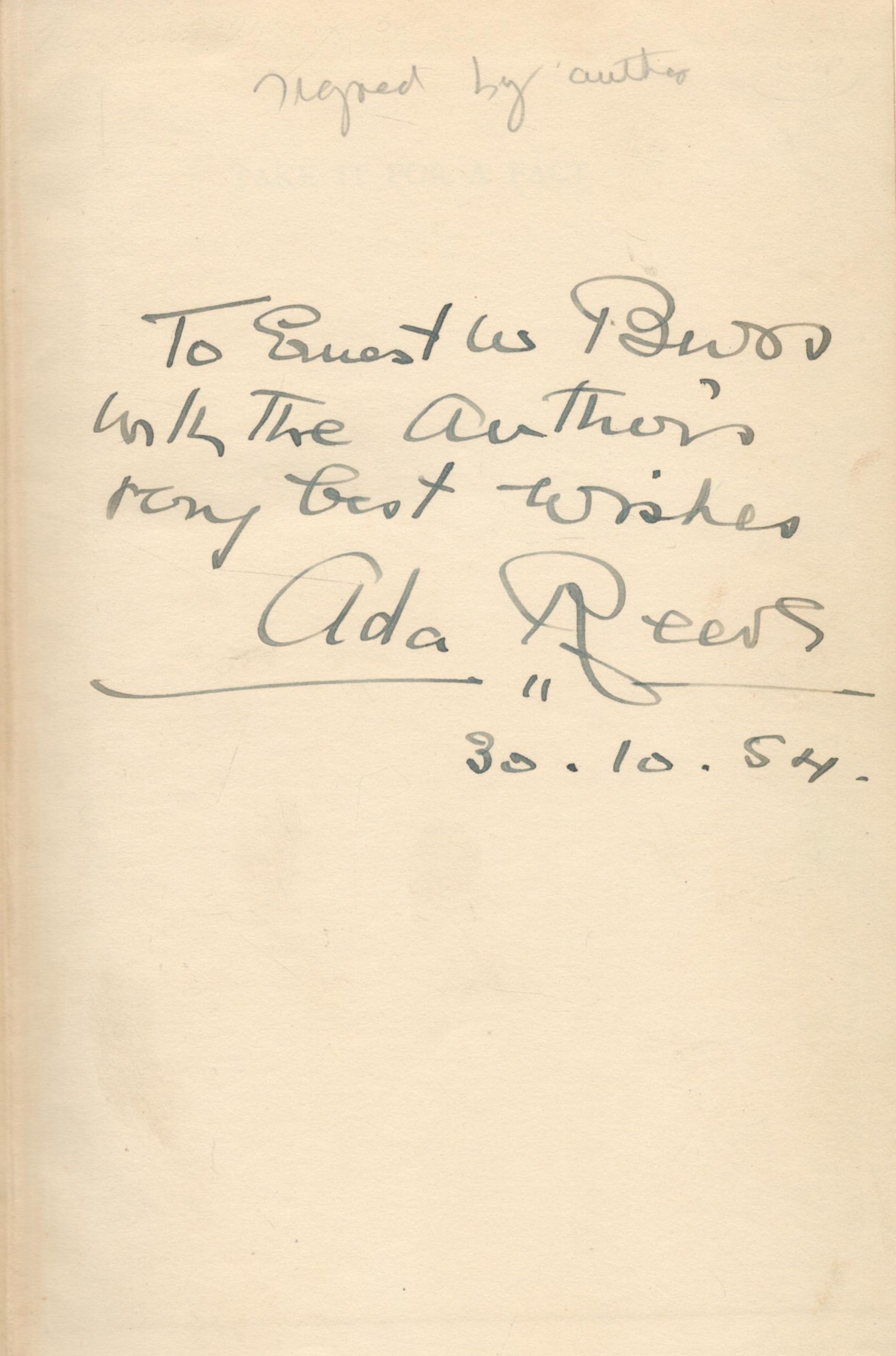 Take It For A Fact 1954 by Ada Reeve, inscribed and signed by Reeve, lacking dust jacket. All - Bild 2 aus 4