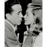 Lauren Bacall Signed 10x8 inch Black and White Glossy Photo. Signed in black ink. Good condition.
