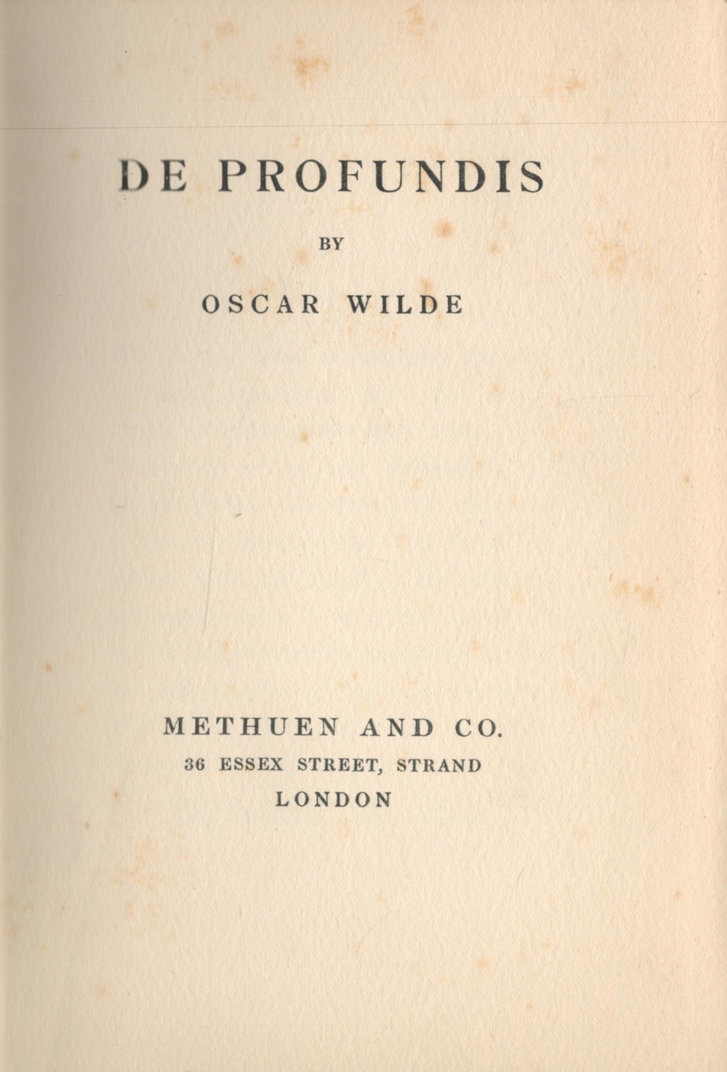 De Profundis by Oscar Wilde 1st Edition Cloth Wrapped Hardback Book. Published 1905 by Methuen and - Image 2 of 3