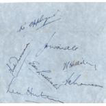 Cricket Yorkshire 1950s multi signed vintage album page includes seven Headingley legends such as