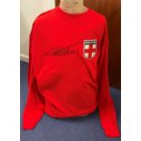 Football, Geoff Hurst signed red retro England World Cup Winners shirt. With a clear signature in