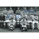 Autographed Aston Villa 12 X 8 Photo black and white, Depicting A Superb Image Showing Players