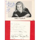 Actor, Gillian Taylforth signed 6x4 black and white promo photograph dedicated to Claire. This photo