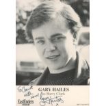 Eastenders Actor, Gary Hailes signed 6x4 black and white promo photograph dedicated to Claire,