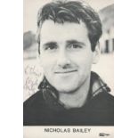Actor, Nicholas Bailey signed 6x4 black and white photograph dedicated to Claire. Good condition.