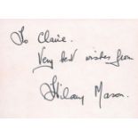 Actor, Hilary Mason signed 3x4 white page, dedicated to Claire in black ink. Mason (4 September 1917