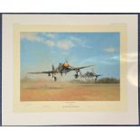 WW2 Four Signed Richard Taylor Colour Print Titled Typhoon Scramble. 17/300. Signed in Pencil by