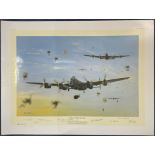 WW2 11 Dambusters signed David Bryant colour Print Titled Tallboy: Bombing Of The Beast. Signed in