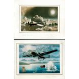 Aviation Artist Brian Pech Signed 2 Cards with Photos of his Prints glued on the front,