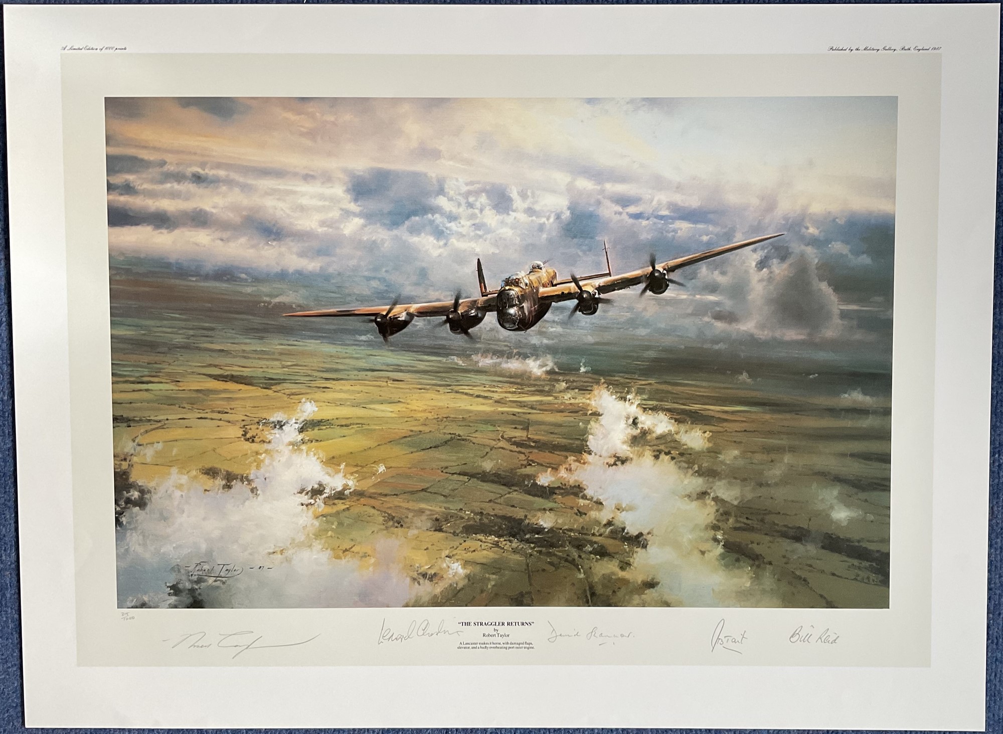 WW2 Colour Print The Straggler Returns by Robert Taylor Multi Signed by Bill Reid, David Shannon,