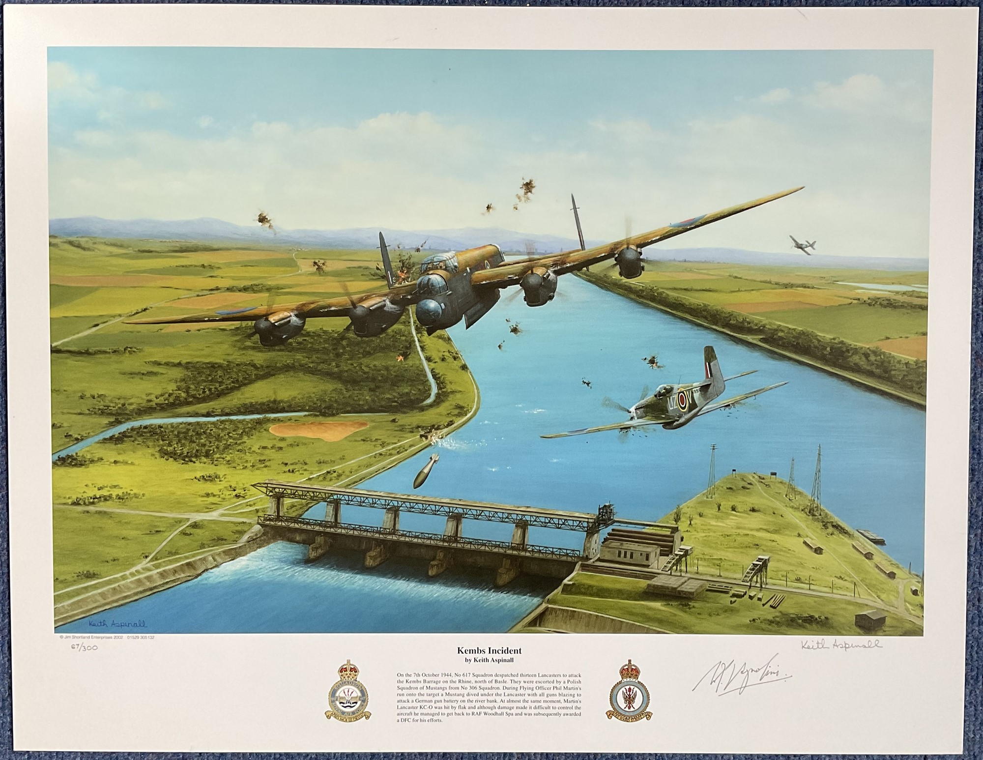 WW2 Colour Print Kembs Incident by Keith Aspinall Signed by Murray Valentine, limited edition no