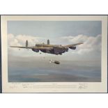 WW2 Colour Print Tallboy Away by Maurice Gardner Multi Signed by Basil Fish, Frank Tilley, John