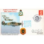 WW2 RAF Wg Cdr Peter Parrott DFC AFC BOB Pilot Signed Battle of Britain 50th Anniversary FDC. 65