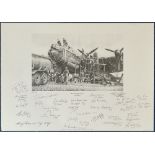Superb WW2 Black and White Print by the Artist Richard Taylor Signed by 32 Battle of Britain Pilots.