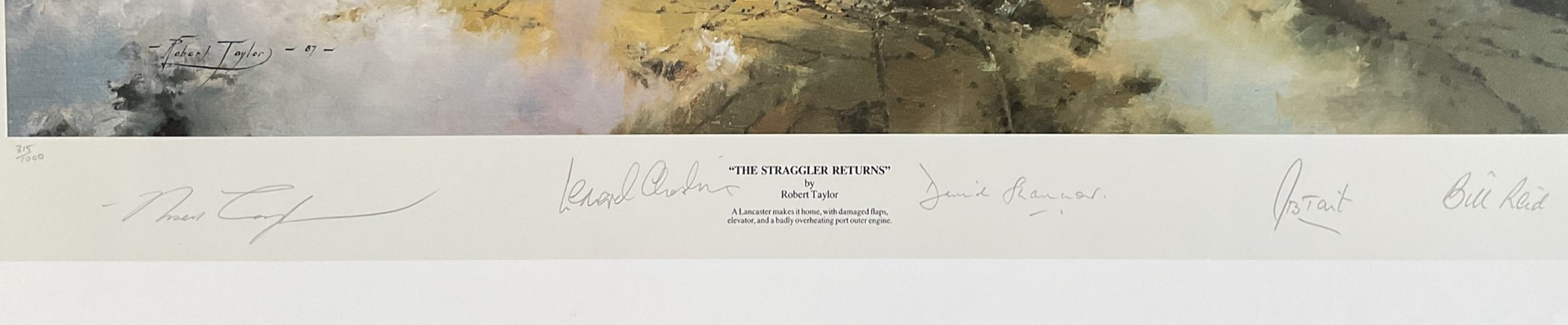 WW2 Colour Print The Straggler Returns by Robert Taylor Multi Signed by Bill Reid, David Shannon, - Image 2 of 2