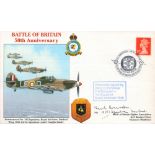 WW2 RAF Wg Cdr Frank Brinsden BOB Pilot Signed Battle of Britain 50th Anniversary FDC. 75 of 85