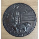 WW1 Death Plaque for Corporal Harry William Lever of 2nd/4th Battalion London Regiment. Bronze