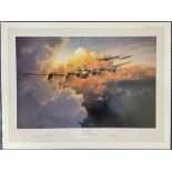 WW2 Colour Print Signed by Three Titled Twilight Thunder by Stuart Brown. 294 of 350. Signed in