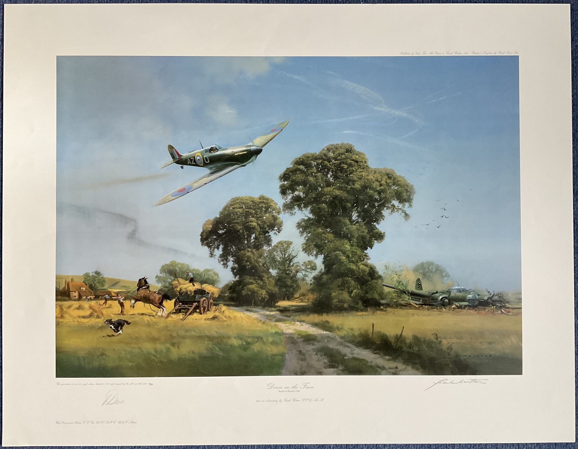 WW2 Colour Print Down On The Farm by Frank Wootton Signed by Robert Doe, limited edition Print no