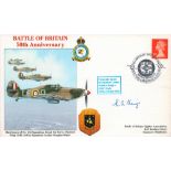 WW2 RAF Sqn Ldr Robert A Kings BOB Pilot Signed Battle of Britain 50th Anniversary FDC. 82 of 85
