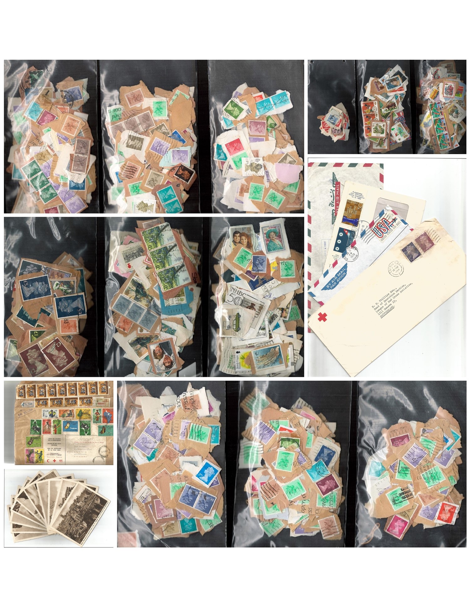 Assorted large collection. Including Sepia postcards, mail envelopes from around the world, GB