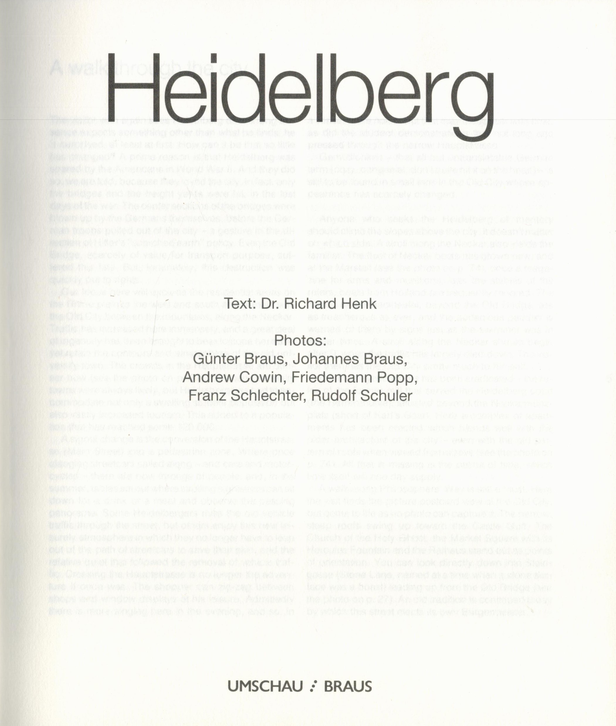 Heidelberg text by Richard Henk 1998 First Edition Hardback Book with 100 pages published by Umschau - Image 2 of 3