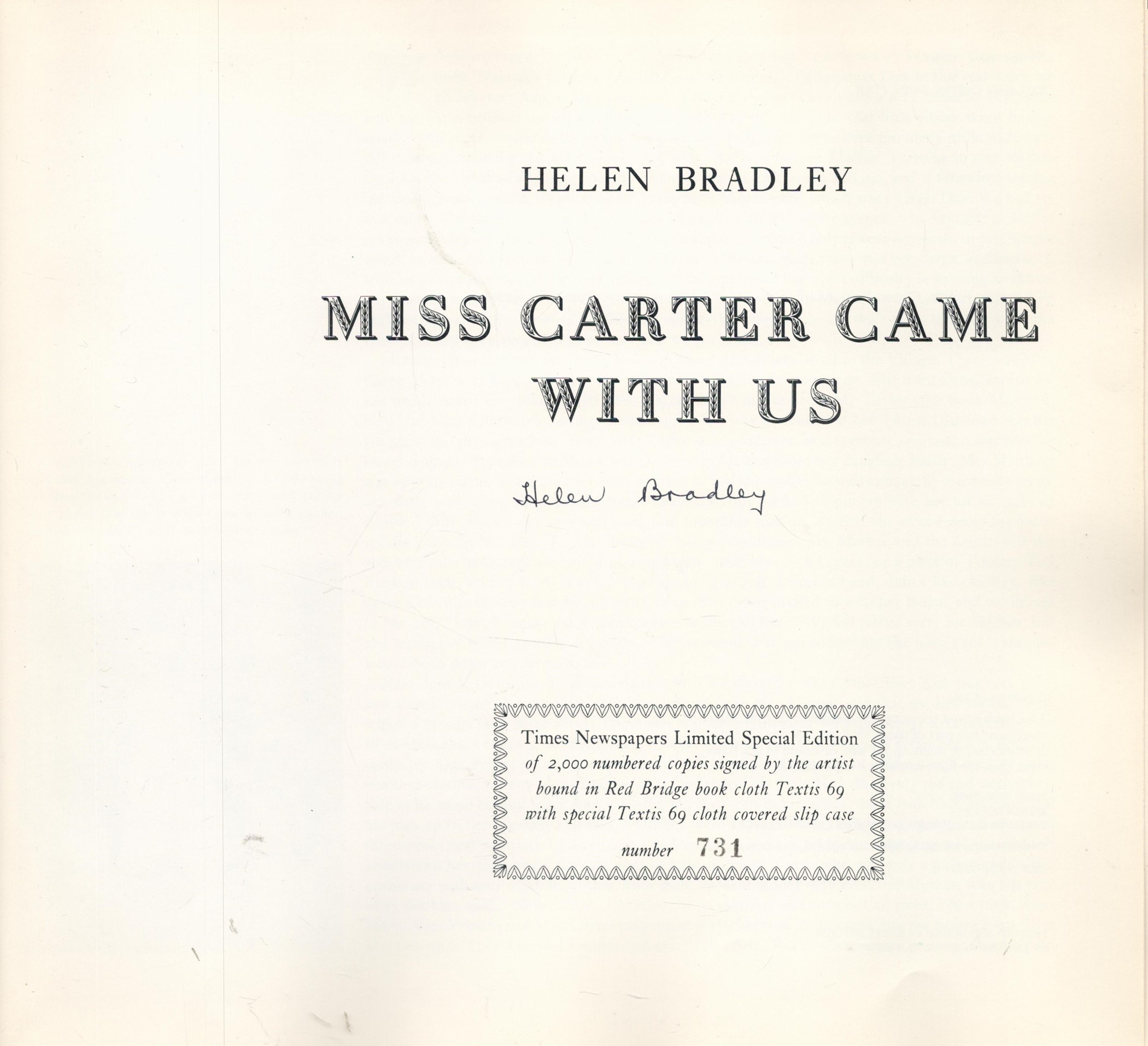 Helen Bradley Signed Book Miss Carter Came With Us by Helen Bradley 1973 First and Limited - Image 2 of 3