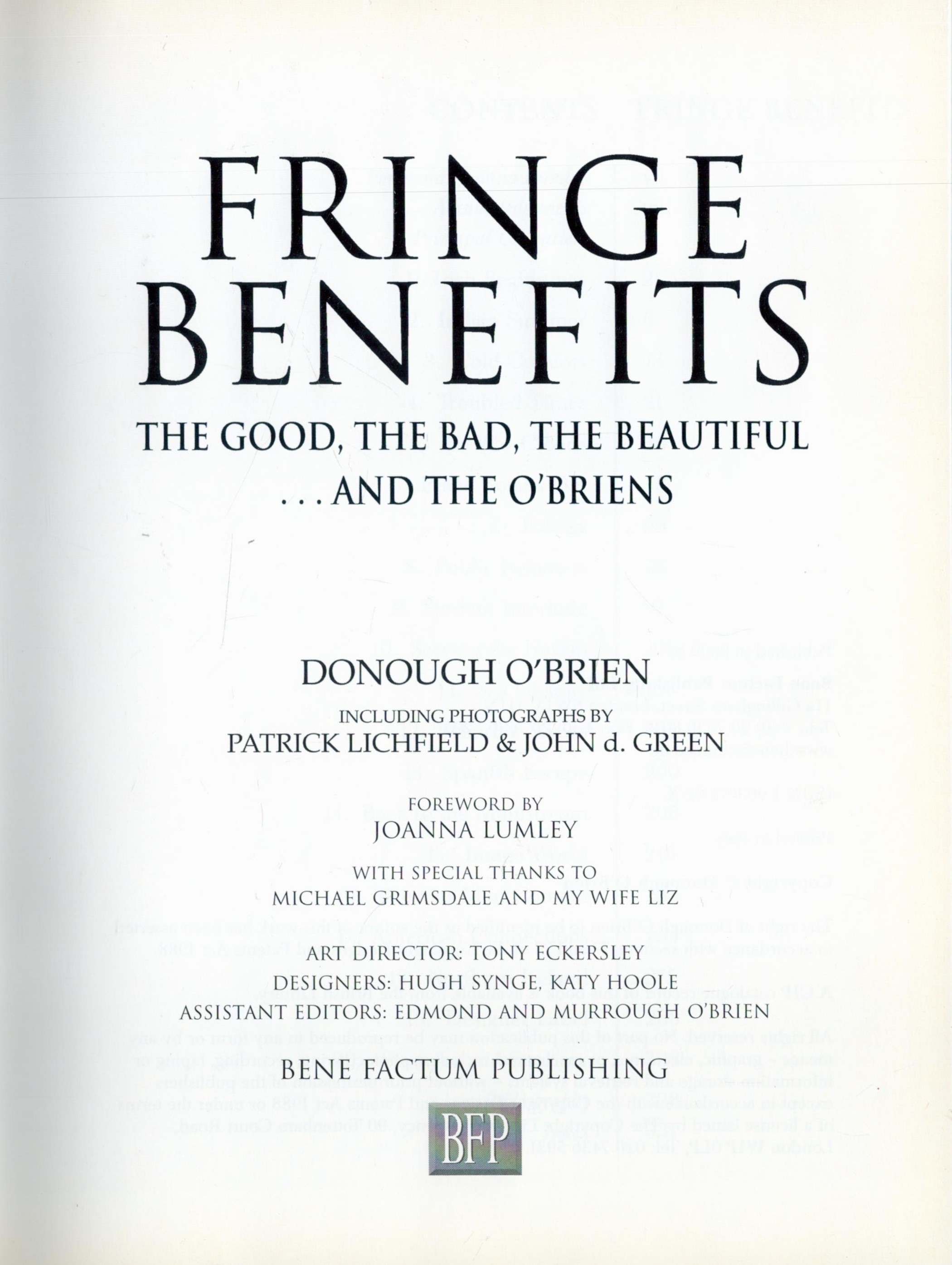 Donough O'Brien Signed Book Fringe Benefits The Good, The Bad, The Beautiful…And The O'Briens by - Image 3 of 4