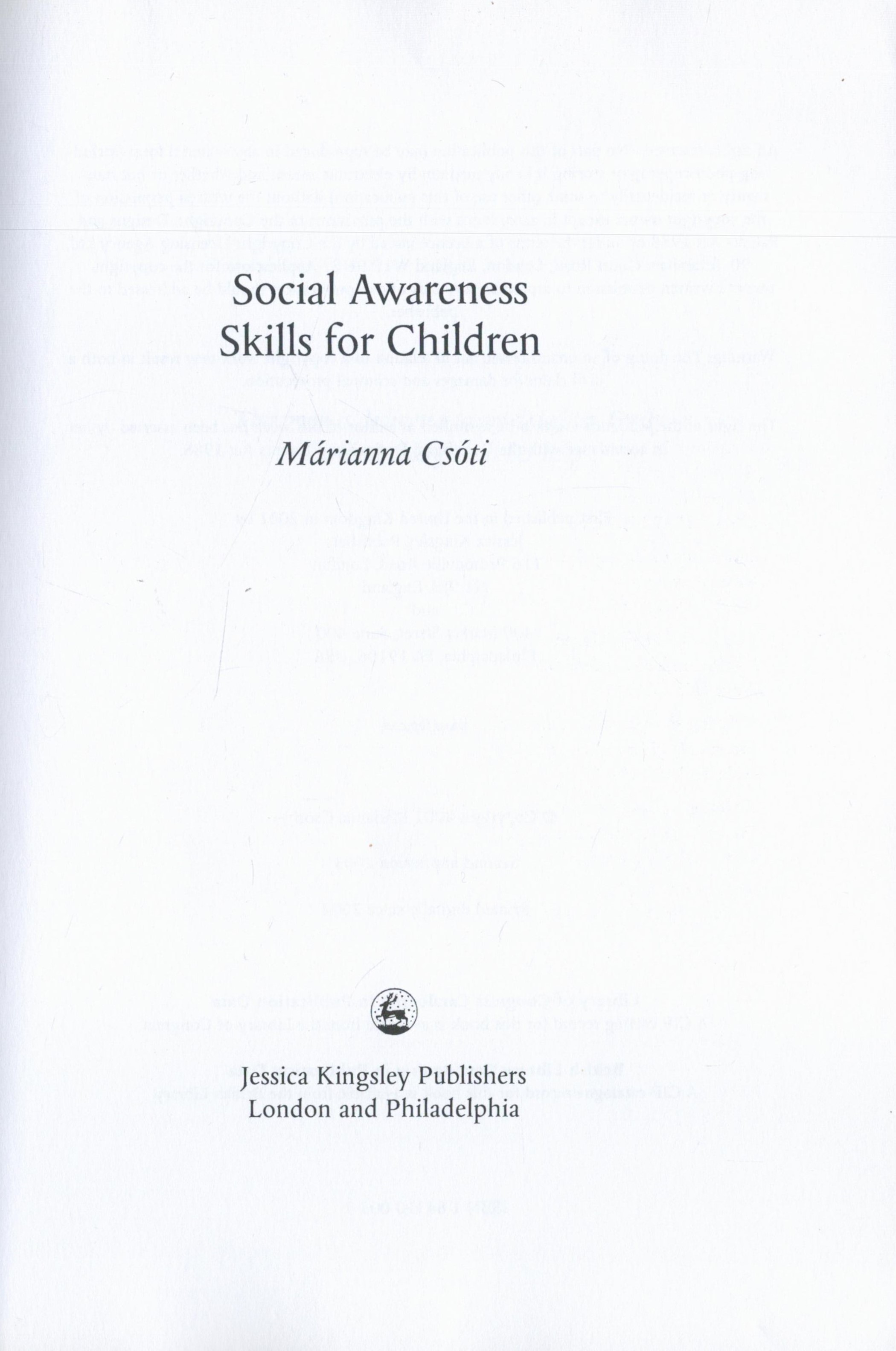 Social Awareness Skills for Children by Marianna Csoti 2003 Second Edition Softback Book with 320 - Image 2 of 3