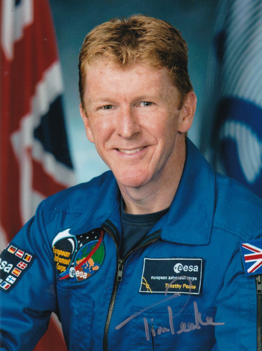 Tim Peake, British European Astronaut, 8x6 inch Signed Photo. Good condition. All autographs come