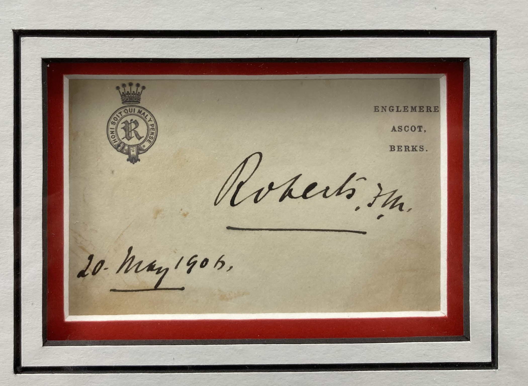 Field Marshal Frederick Roberts VC signed envelope mounted with 10 x 8 inch colour full portrait - Image 2 of 2