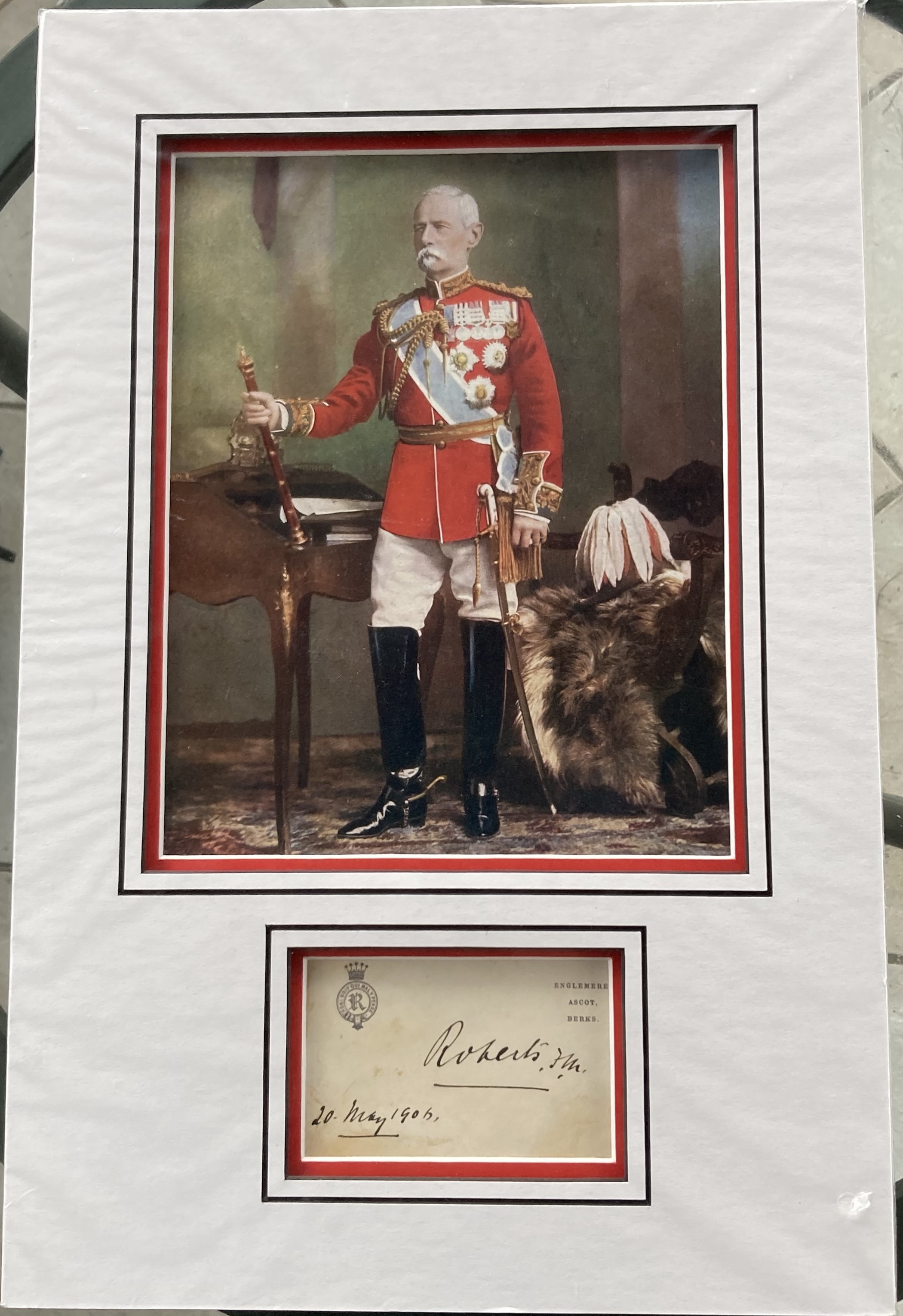 Field Marshal Frederick Roberts VC signed envelope mounted with 10 x 8 inch colour full portrait