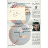 Explorer Ranulph Fiennes Signed Signature Card and a Related Magazine Page. Both Signed in black