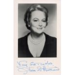 Olivia De Havilland Signed 5. 5 x 3. 5 inch Black and White Photo. Signed in blue ink. Good