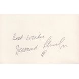 Desmond Llewelyn, a signed 5. 5x3. 5 white card. Actor who played Q in 17 James Bond films between