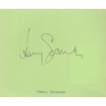 Harry Secombe Signed 5. 5 x 4. 5 Green Autograph Album Page. Signed in black ink. Good condition.