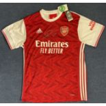 Nicolas Pepe Signed Arsenal FC Home Replica Jersey Size XL. Signed in Silver Ink. Good condition.