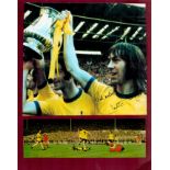 Charlie George Signed Magazine Cutting, Attached to 12 x 9. 5 inch Coloured Hard Backing. Signed