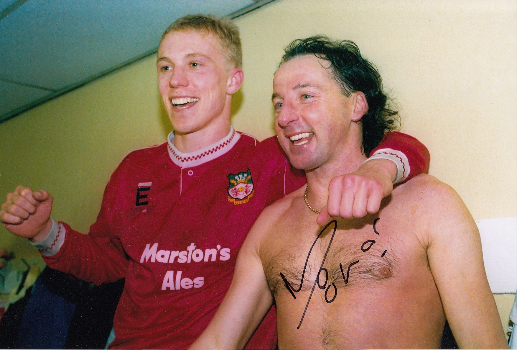 Autographed Mickey Thomas 12 X 8 Photo colour, Depicting Thomas And His Wrexham Team Mate Steve