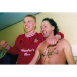 Autographed Mickey Thomas 12 X 8 Photo colour, Depicting Thomas And His Wrexham Team Mate Steve