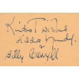 Hilda Mundy and one other Signed 3x2 approx Signature Card in 1944. Signed in blue ink. Comes With