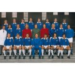 Autographed Leicester City 12 X 8 Photo colour, Depicting Players And Coaching Staff Posing For A