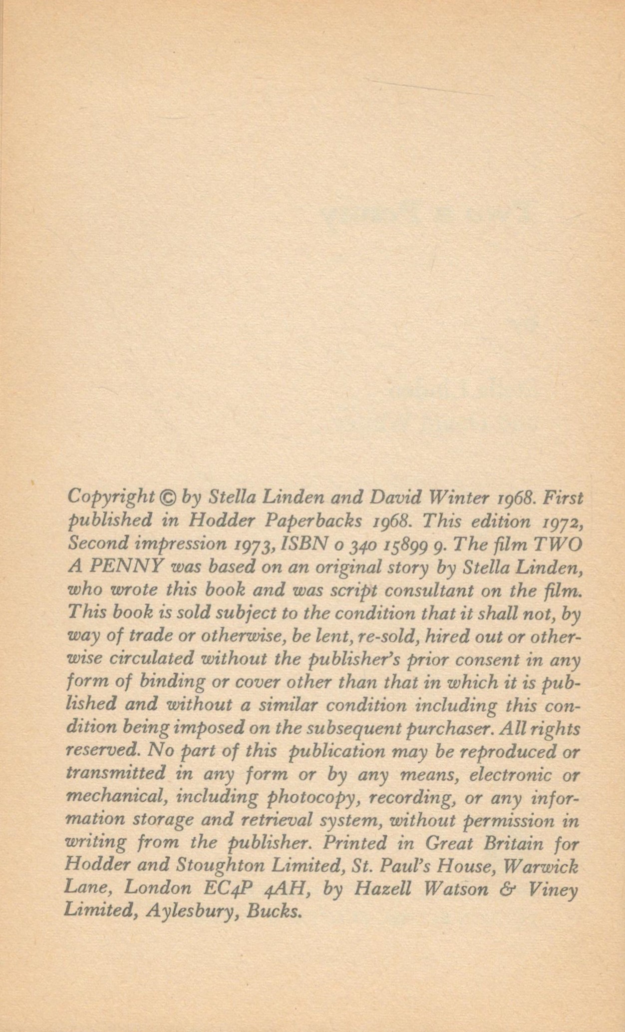 Cliff Richard Signed 1st Ed Paperback Book Titled Two a Penny by Stella Linden and David Winter. - Bild 4 aus 4