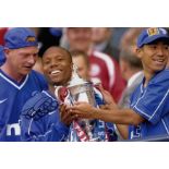 Autographed Rod Wallace 12 X 8 Photo colour, Depicting The Rangers Striker With Team Mates Albertz