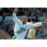 Autographed Rod Wallace 12 X 8 Photo colour, Depicting The Leeds United Striker Running Away In