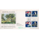 Admiral of the Fleet Lord Lewin Signed Australian Bicentennial FDC. 4 British Stamps with